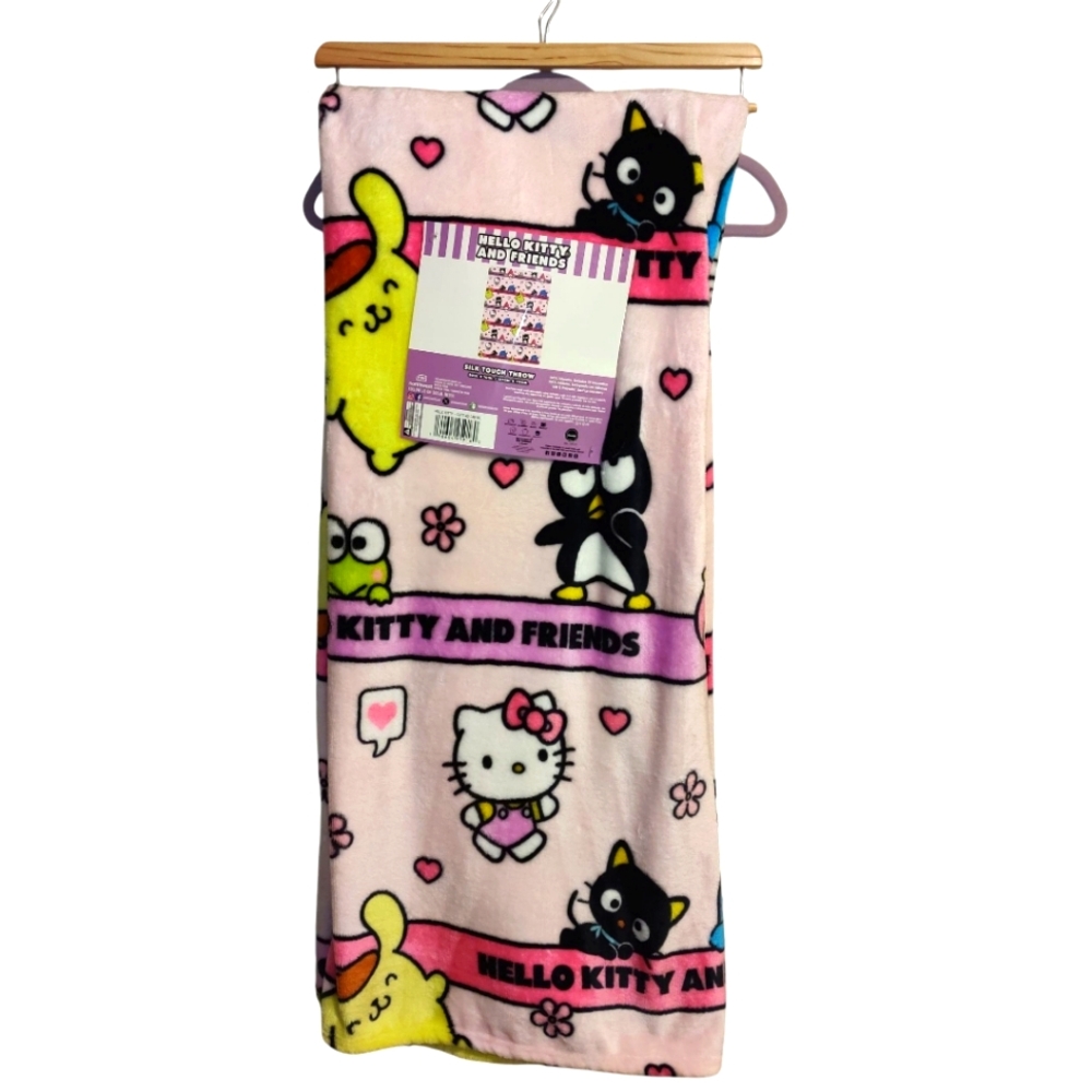 Hello Kitty and Friends Cute As Can Be Pink Silk Touch Throw Blanket